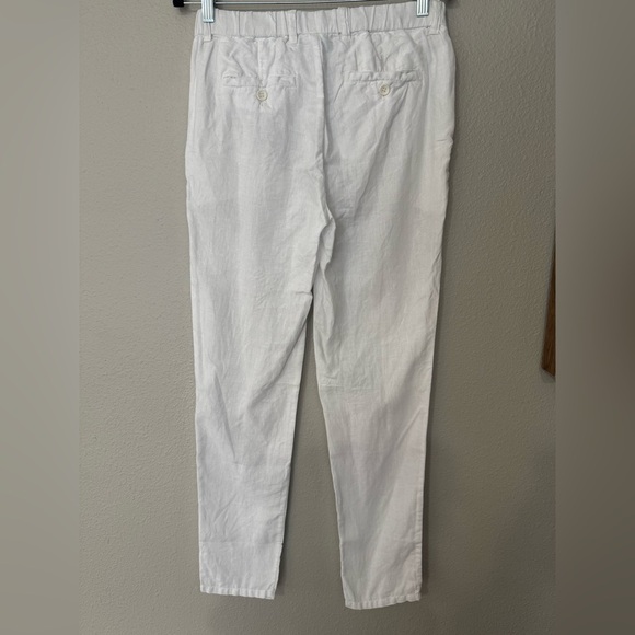Standard James Perse Linen Crop Pull-On Elastic Waist white Pants Sz 1 - Picture 3 of 9